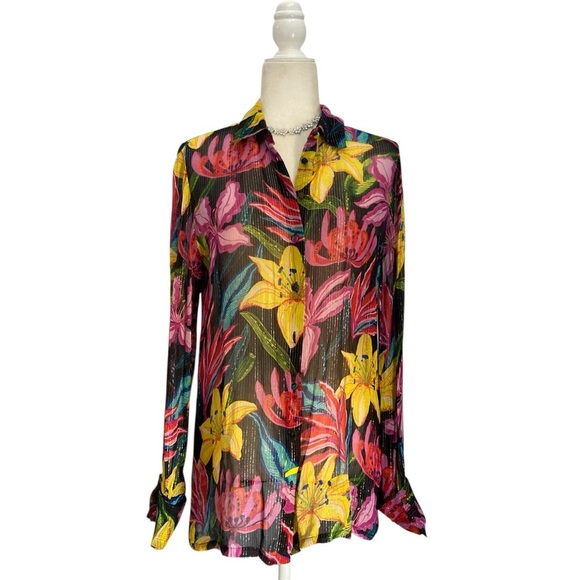 Rococo Sand Retrofete Chris Blouse Floral Georgette Top - Picture 9 of 15